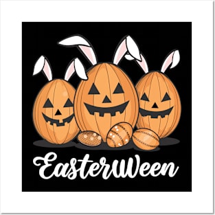 Easterween Pumpkin Bunnies & Spooky Eggs Festive Tee Posters and Art